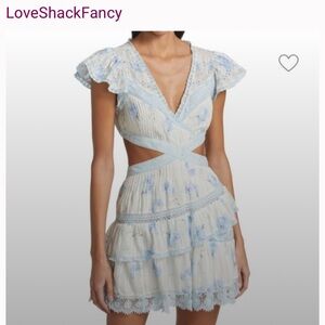 LOVESHACKFANCY Audrina Cut-Out Minidress Blue size xs